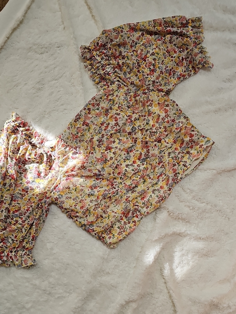 Rewind Yellow Floral One-Shoulder Ruffle Camisole